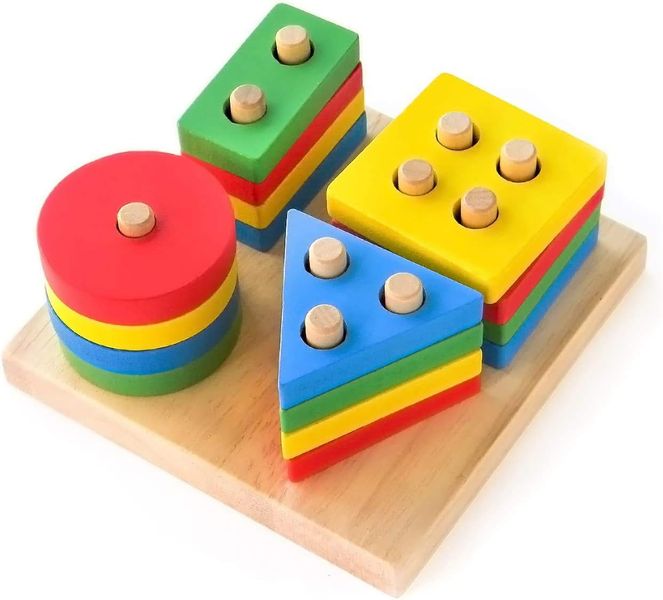 Wooden Stacking Toys Shape Sorting Board
