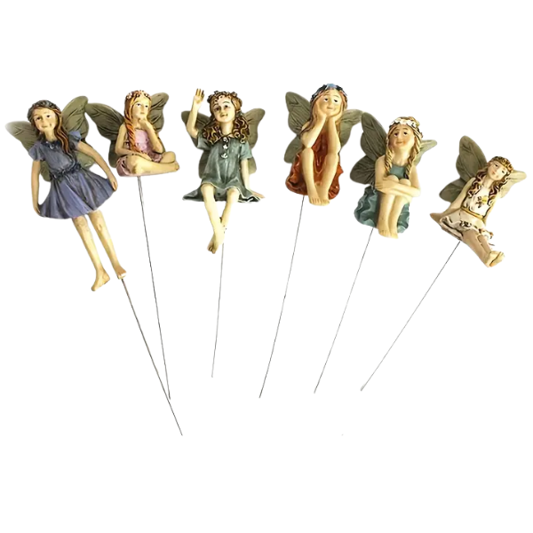 6 piece Miniature Fairy Garden Figure Plug-ins