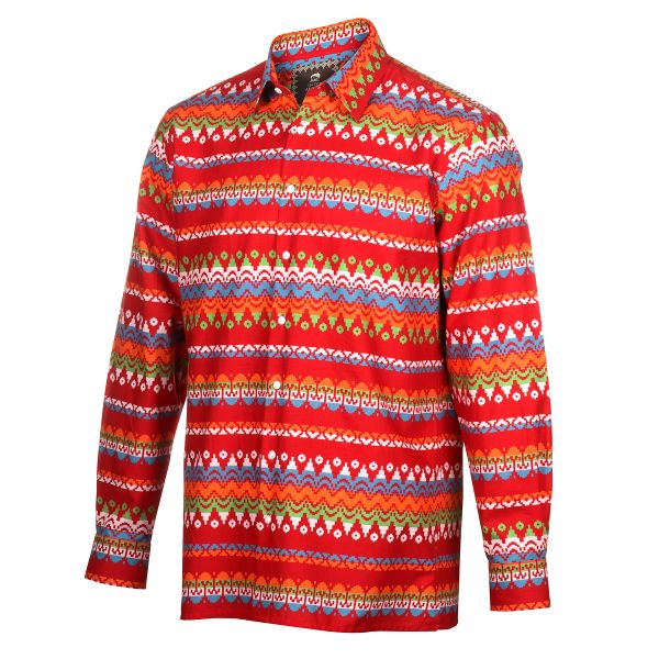 Into Africa - Long Sleeve African Raindrop Print Men's Shirt Red