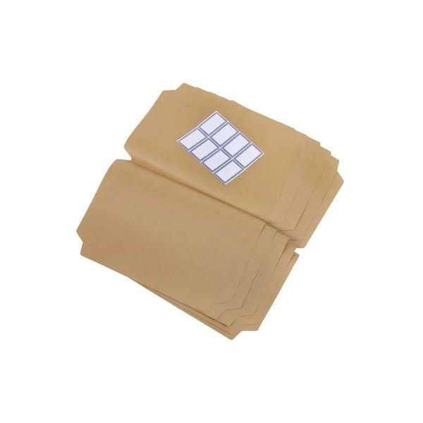Kraft Covers A4 50Gsm Pre-Cut Pack of 10 Plus 10 Blue Border Labels
