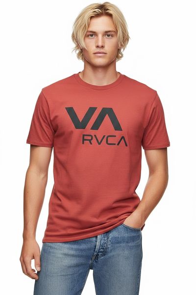 RVCA Men's VA RVCA T-Shirt Dusty Red Black Logo