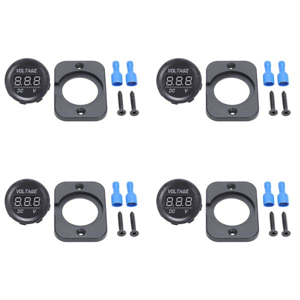 12V-24V Waterproof Car Motorcycle Led Digital Display Voltmeter Black