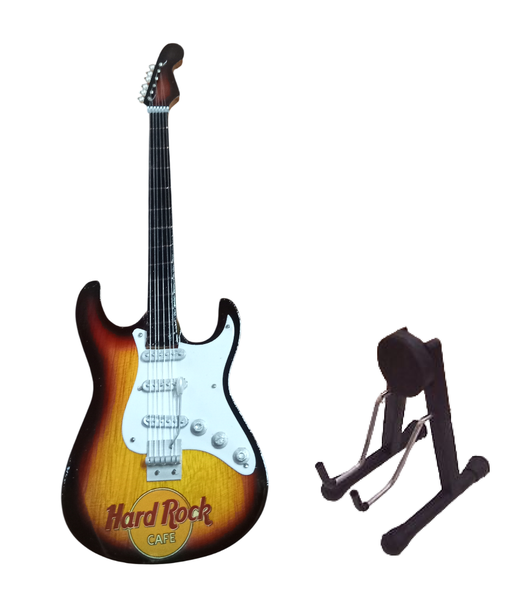 Ornamental Mini Guitar Wood and White (Hard Rock Cafe) 7cm x 24cm