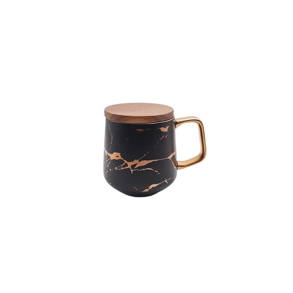 Marble Design Mug with Wooden Lid