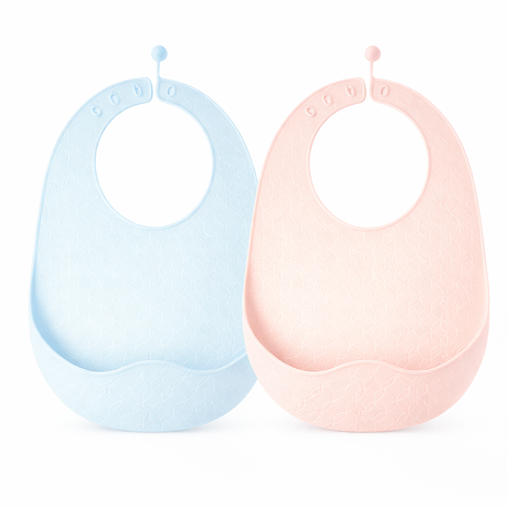 2-Piece Waterproof Silicone Baby Bib Set with Food Catcher Image