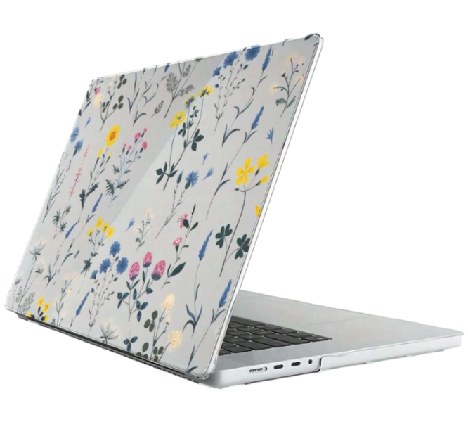 Floral Pattern 13.3 Inch Hard Shell Case For MacBook Pro - Transparent