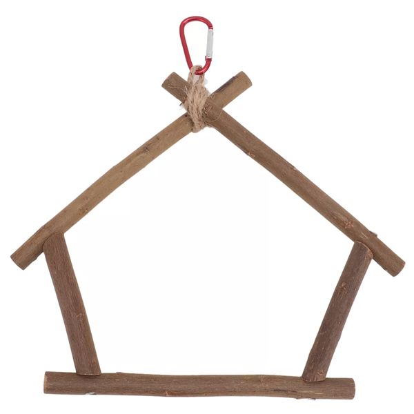 Pet Natural Wooden House-Like Bird Perch Climbing Cage - 27CM