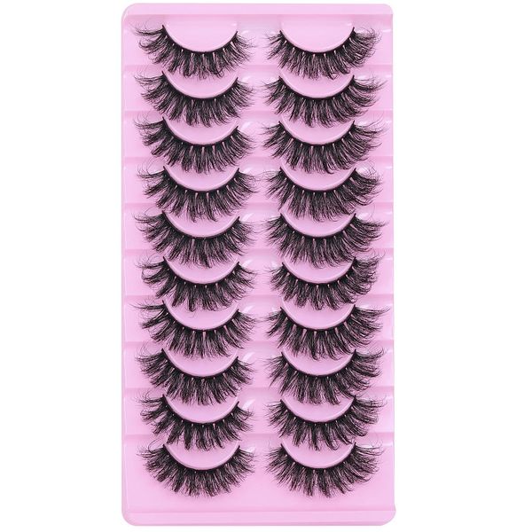 10 Pairs 3D Mink False Eyelashes Cat Eye Black Extended