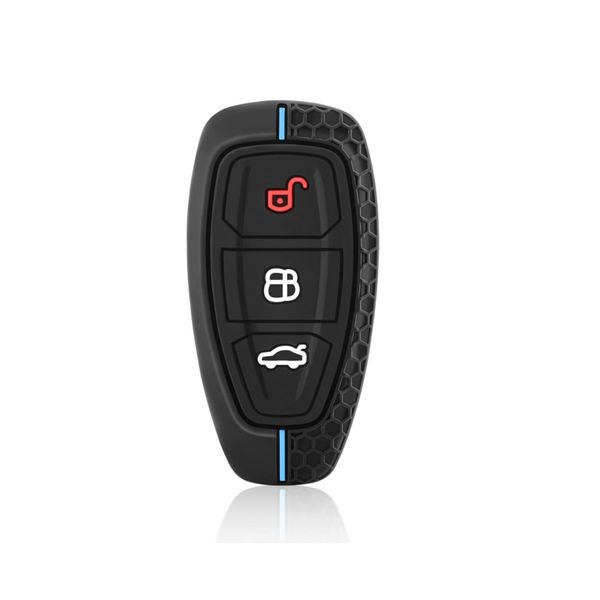 Silicone Car Key Cover Compatible with Ford Focus Mk2 Mk3 Mk4, 3 Button