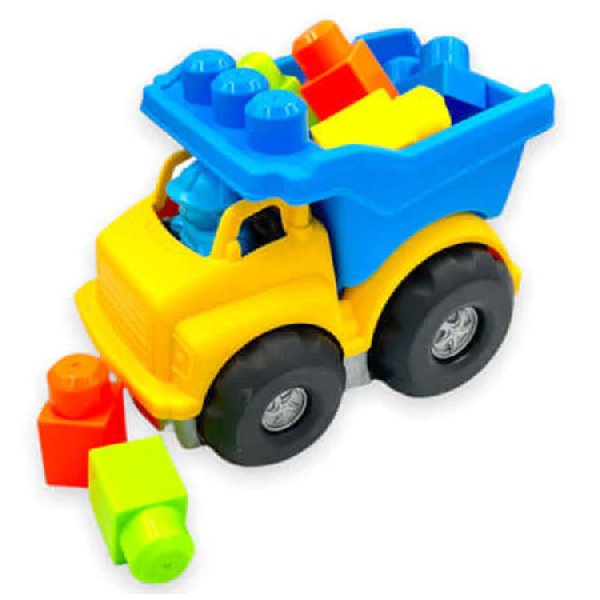 Kiddies J R Truck with 9 Building Blocks - Yellow/Blue
