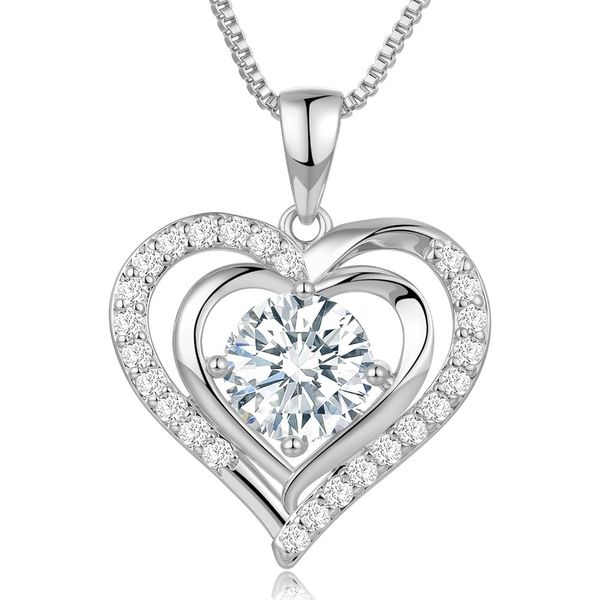 Moissanite Heart Necklace for Women Birthday Gifts for Wife S925 Sterling