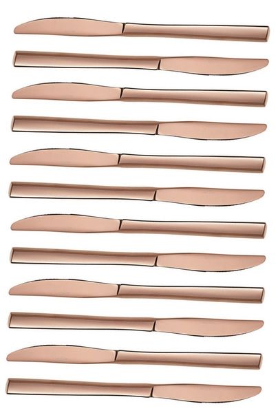 Table Knife 12pc Square Handle Colours Stainless Steel
