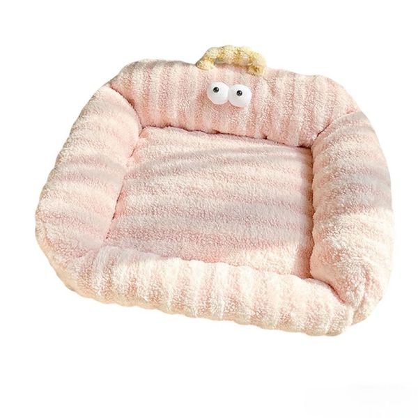 Cozy Pink Striped Pet Bed with Plush Cushion for Cats &amp; Small Dogs - Soft