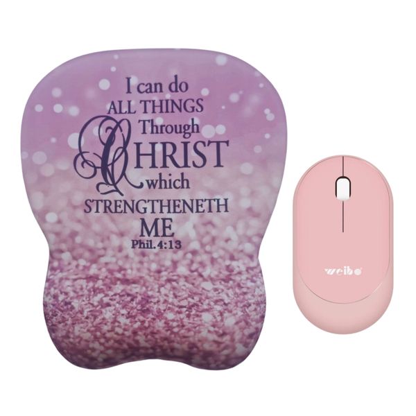Ergonomic Beautiful Bible Verses Mouse Pad and Wireless Mouse