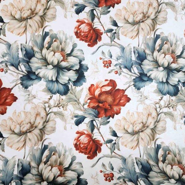 Martha M White Floral Rectangular Table Cloth