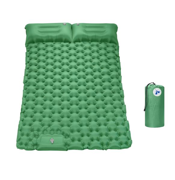 Inflatable Double Camping Mat Sleeping Pad with Foot Pump &amp; Pillow