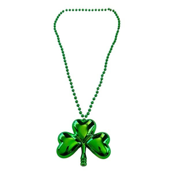 St Paddy's Day Dress Up: St Patrick's Day Plastic Shamrock Bead Necklace
