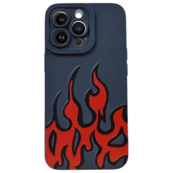 Vibrant Flame Design Phone Case Compatible With Phone 13 Pro - Black
