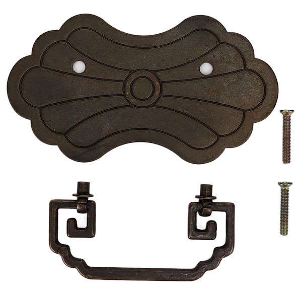 Chinese Bronze Wealth Blossom Drawer Pull Handle With Screws