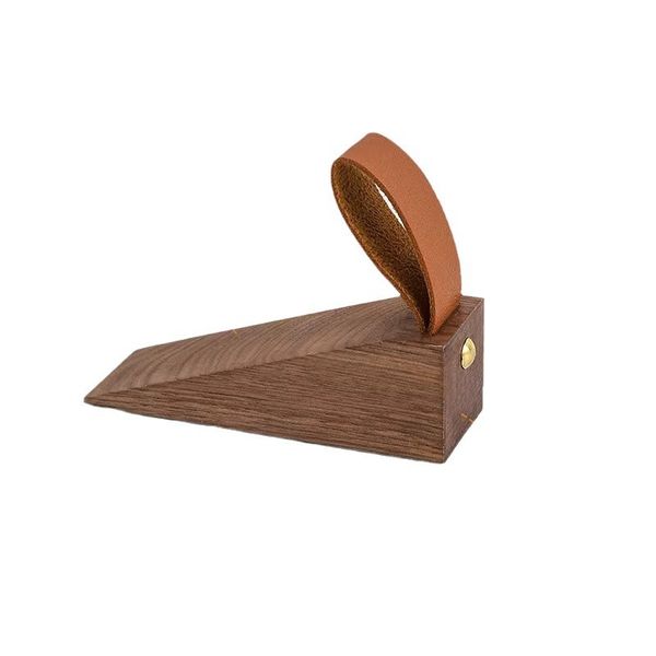 Wooden Door Stopper with Leather Strap