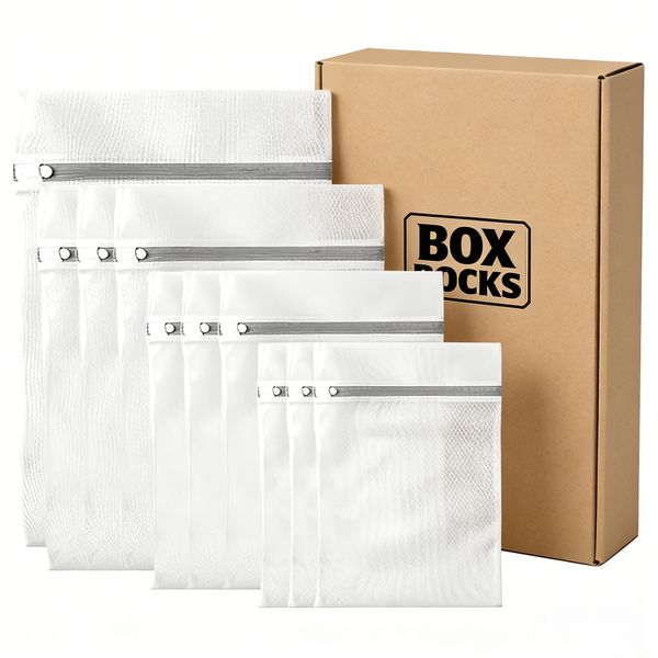 10 Pack White Laundry Bags for Delicates with Non Rust Zipper