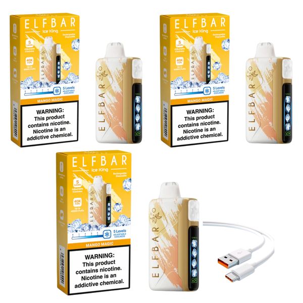 Elfbar Ice King 25k Mango Magic +DiscoVape Charging Cable (Pack of 3)