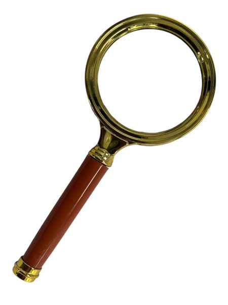 Gold Plastic Frame with Wooden Handle Magnifying Glass - 70mm