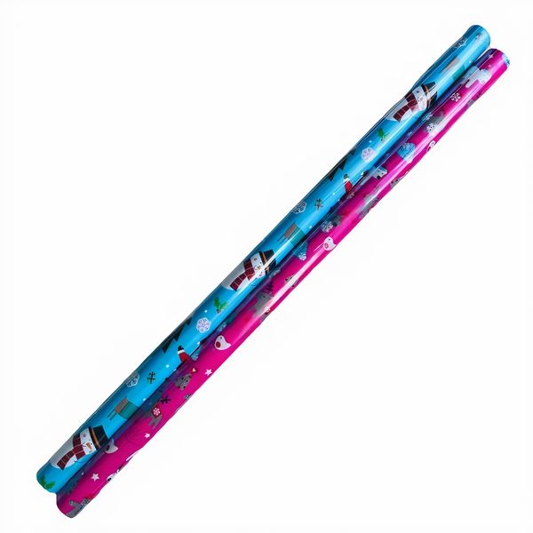 Christmas Gift Wrapping Paper Pink &amp; Blue 70cm x 2m (2 Piece)