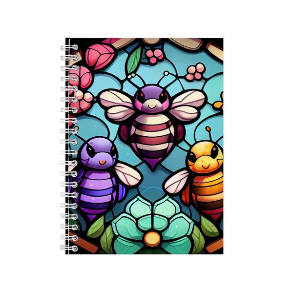 Colorful Cartoon Bees Stained Glass Notebook Gift Idea A4 Notepad Pad 89