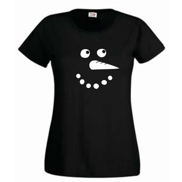 Think Out Loud Ladies "Snowman" Short Sleeve Tshirt Black
