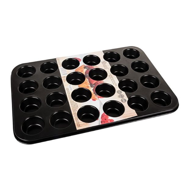 Cup Cake Pan - Non Stick - Aluminium - Black - 24 Cups - 4.5cm x 2cm