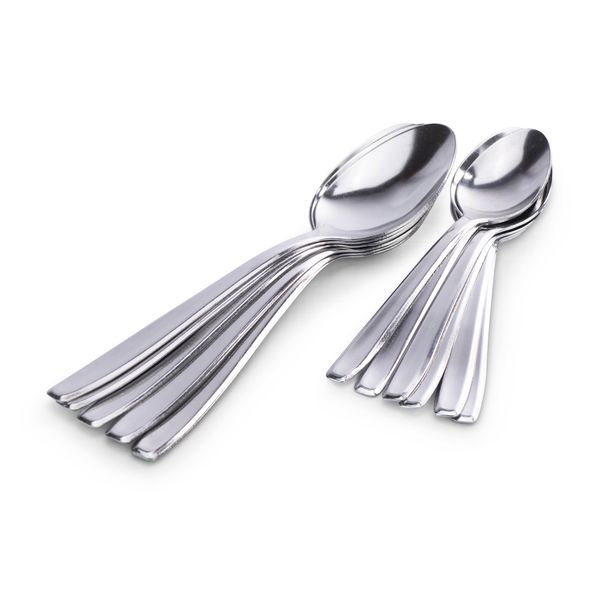 HillHouse - Cutlery -12 Piece Dessert Spoon &amp; Teaspoon Set -Stainless Steel