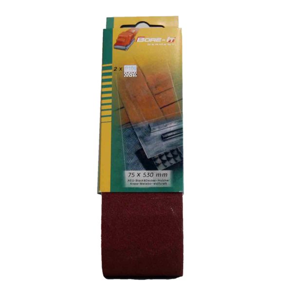Bore-it - Sanding Belt - 75 X 530mm - 100grit - 2/pkt - 2 Pack