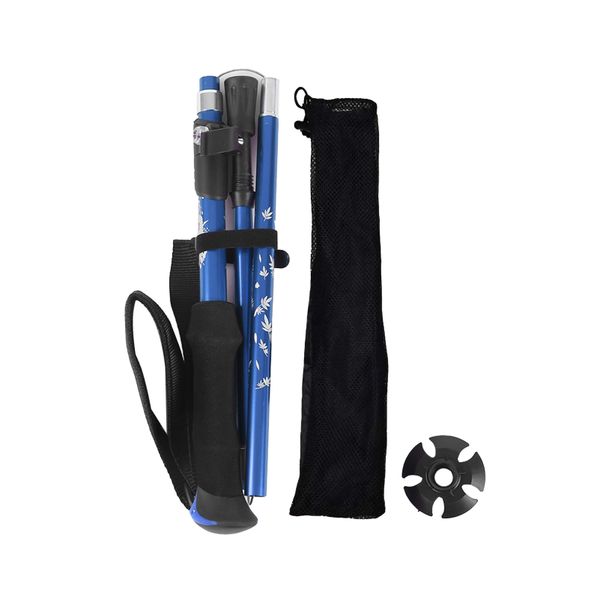 5-Section Trekking Poles with Mud Holders - Blue