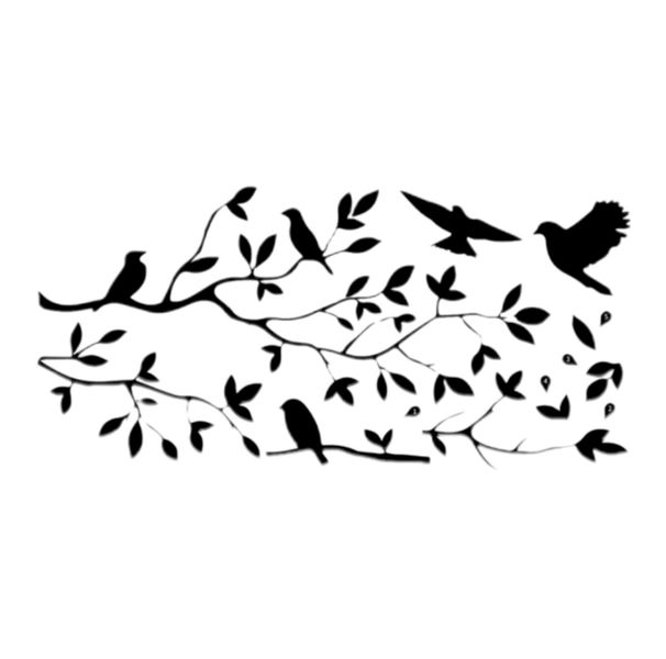 Tree and Birds Wall Art Sticker - 60cm x 30cm Nature-Inspired Décor