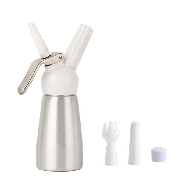 250mL Portable Aluminum Whipped Cream Butter Dispenser - Silver &amp; White
