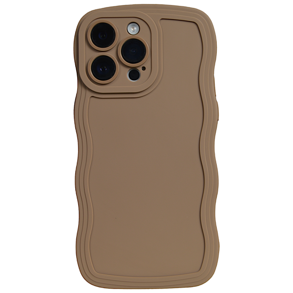 Solid Brown - Phone Case with Wavy Edge &amp; Pro Cam for iPhone 14 Pro Max