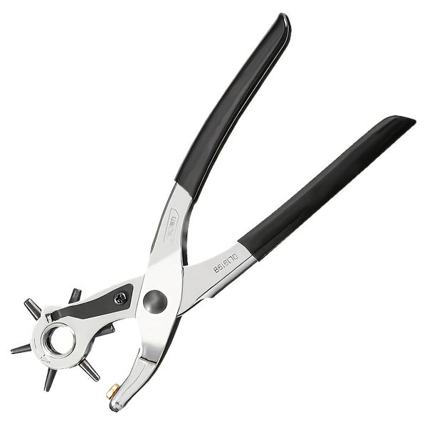 Heavy Duty Leather Hole Punch Tool - 6-Size Rotary Puncher