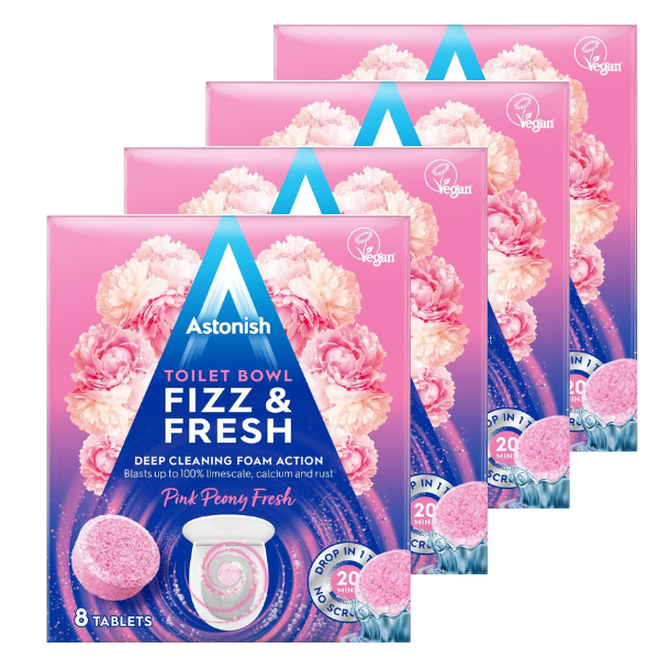 Toilet Bowl Cleaner | Extra Strength | Pink Peony | 4 Pack | Astonish