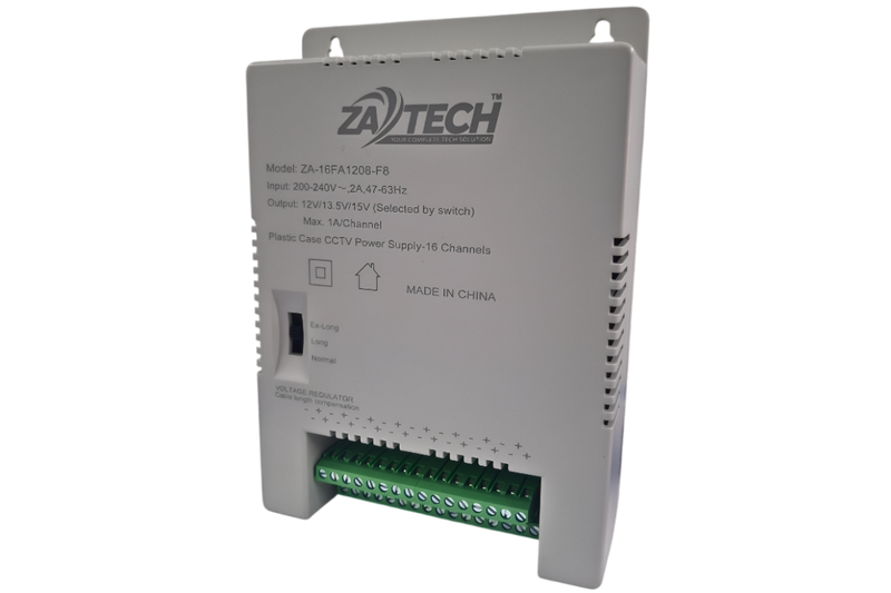 Zatech 16CH CCTV Power Supply 96W, 12V/13.5V/15V Adjustable Output
