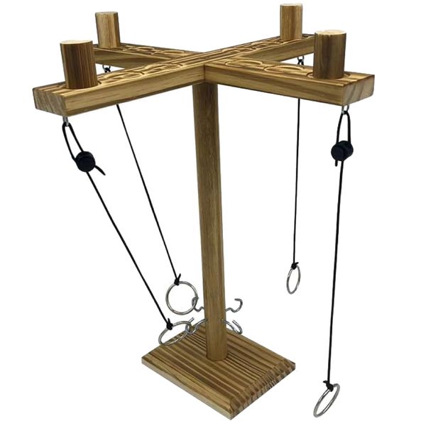 Toy Four People Wooden Ring Toss Game With Hooks - 32cm