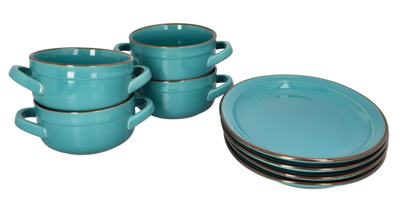 Family Life Ceramic Serving Platter and Bowl Set 8 Pieces