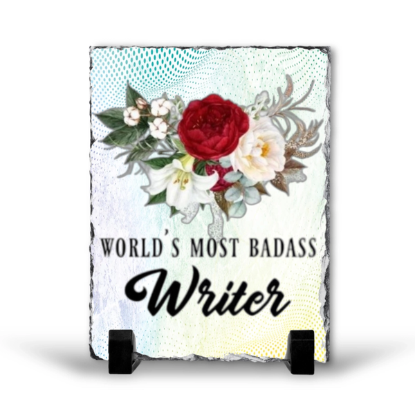 World's Most Badass Writer Gift Rock Slate