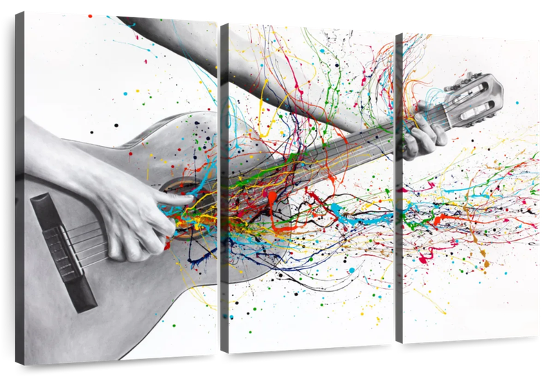 Canvas Art - Guitar Solo 3 Piece Abstract Painting Canvas Wall Art Decor