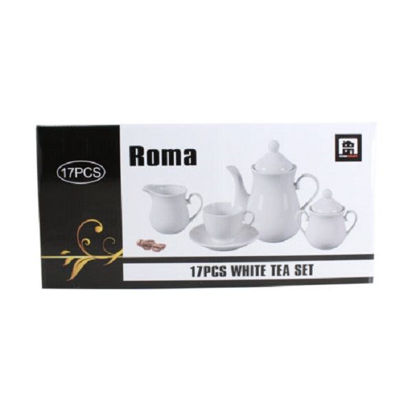 Plain White Tea Set- 17 Piece