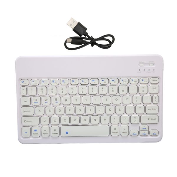 10" Ultra Thin Keyboard Silent, Waterproof, White