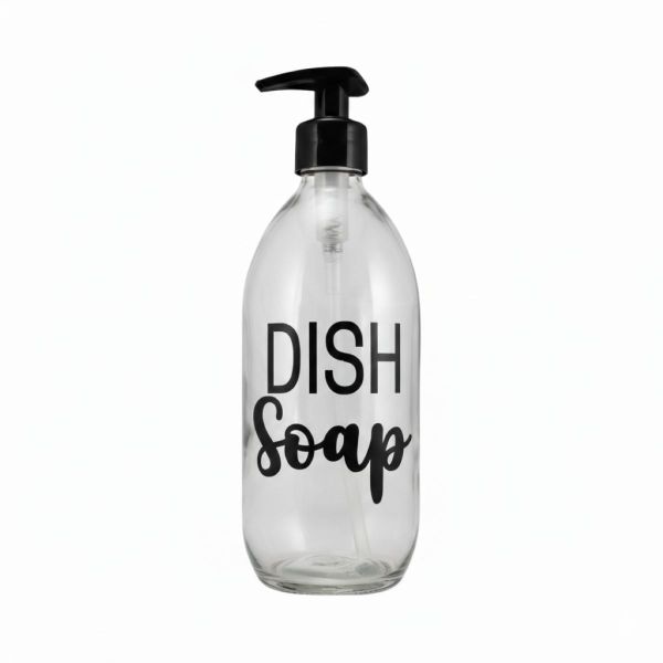 500ml Clear Glass Dish Soap Dispenser with Black Pump-CB-147