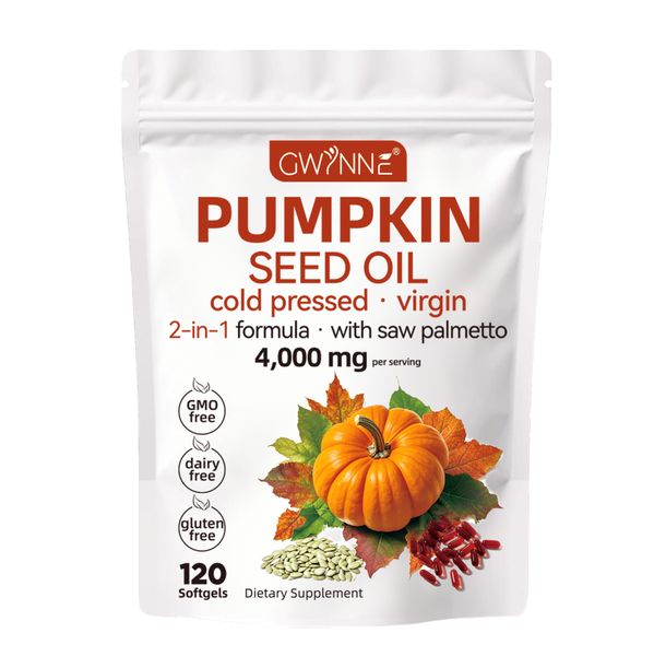 GWYNNE Pumpkin Seed Oil with Saw Palmetto Softgels 4000mg 120 Capsules