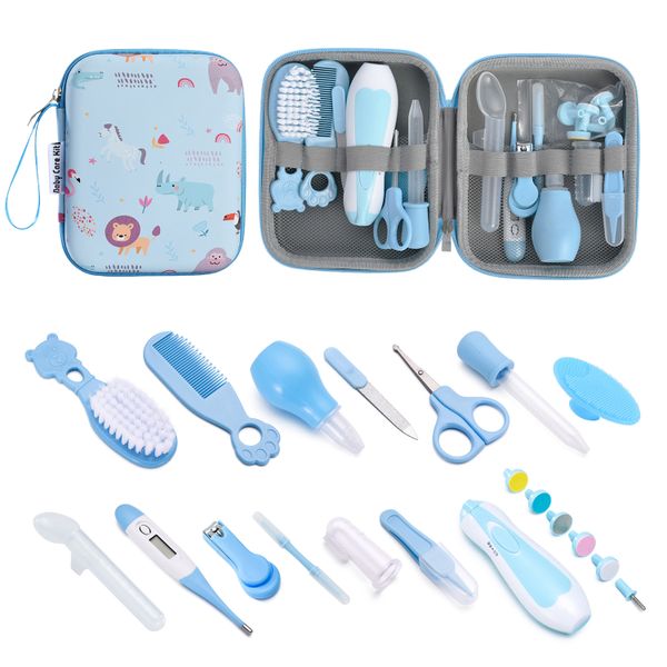 20 Pieces Baby Healthcare and Grooming Kit for Newborn Infant - Blue
