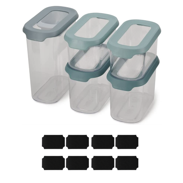 5 Piece Airtight Food Storage Container Set + Self-Adhesive Chalk Labels